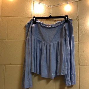 Off the shoulder blue top